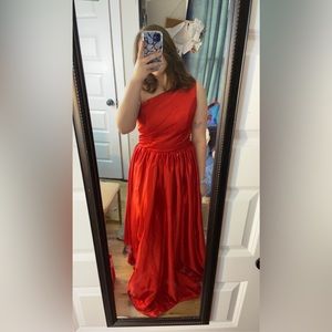 Size 12, Red Satin Prom Dress
